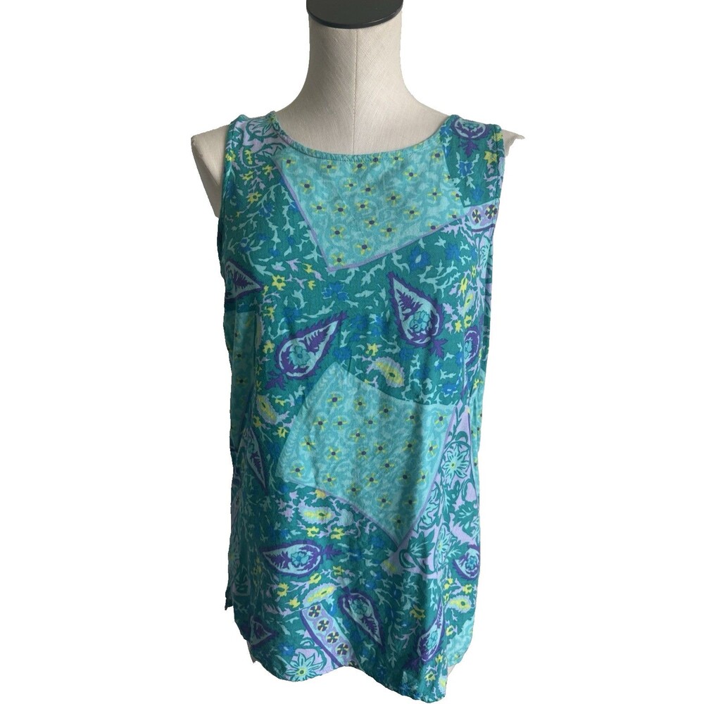Vtg Diane Von Furstenberg Paisley Sleeveless Top Summer Blouse DVF Size Medium